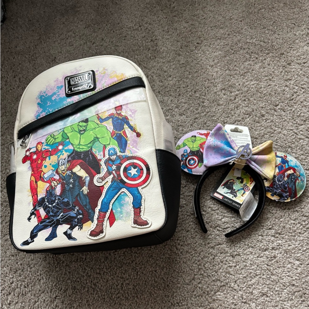The Avengers Marvel Loungefly Mini Backpack and Ears